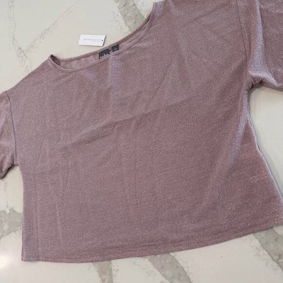 SOHO Street NWT New York & Company Crop Top Women's Large Pink Glittery/Shimmery - Picture 2 of 7